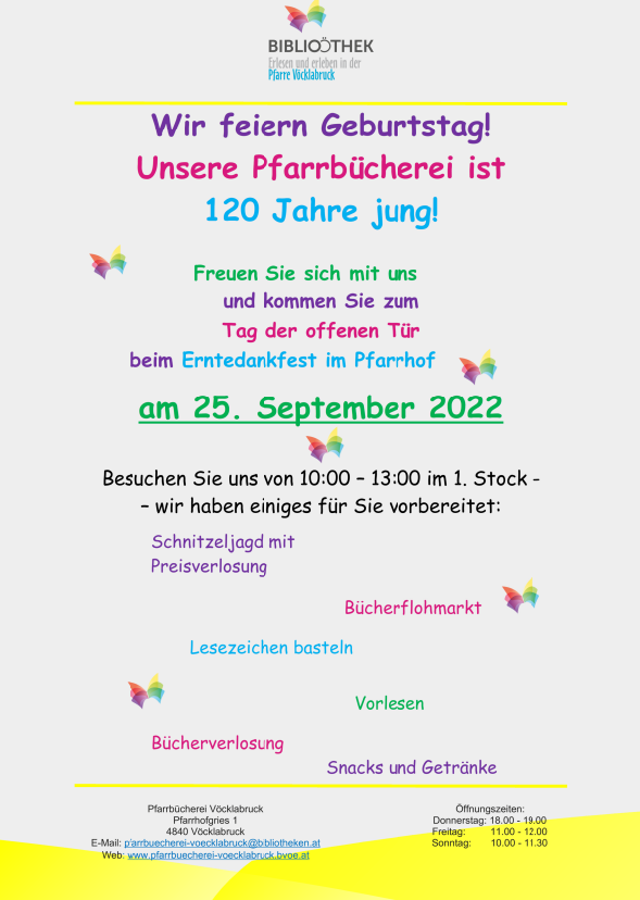 Tag der offenen Tür, Erntedankfest, Pfarrbücherei Vöcklabruck, Bibliothek