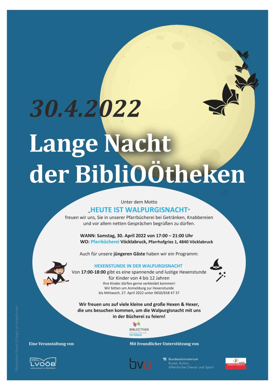 Lang Nacht der BibliOÖtheken, Walpurgisnacht, Hexenstunde, Pfarrbücherei Vöcklabruck, Bibliothek