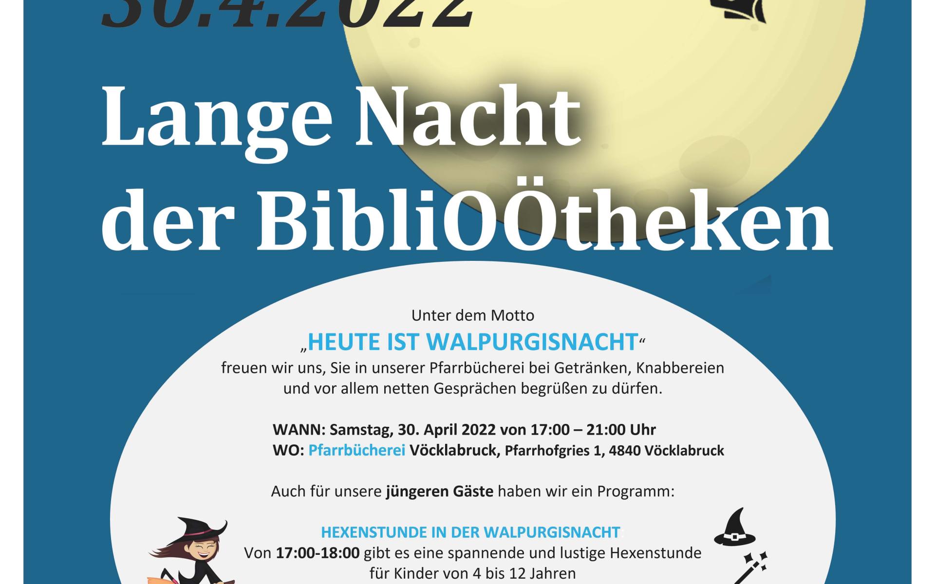 Lang Nacht der BibliOÖtheken, Walpurgisnacht, Hexenstunde, Pfarrbücherei Vöcklabruck, Bibliothek