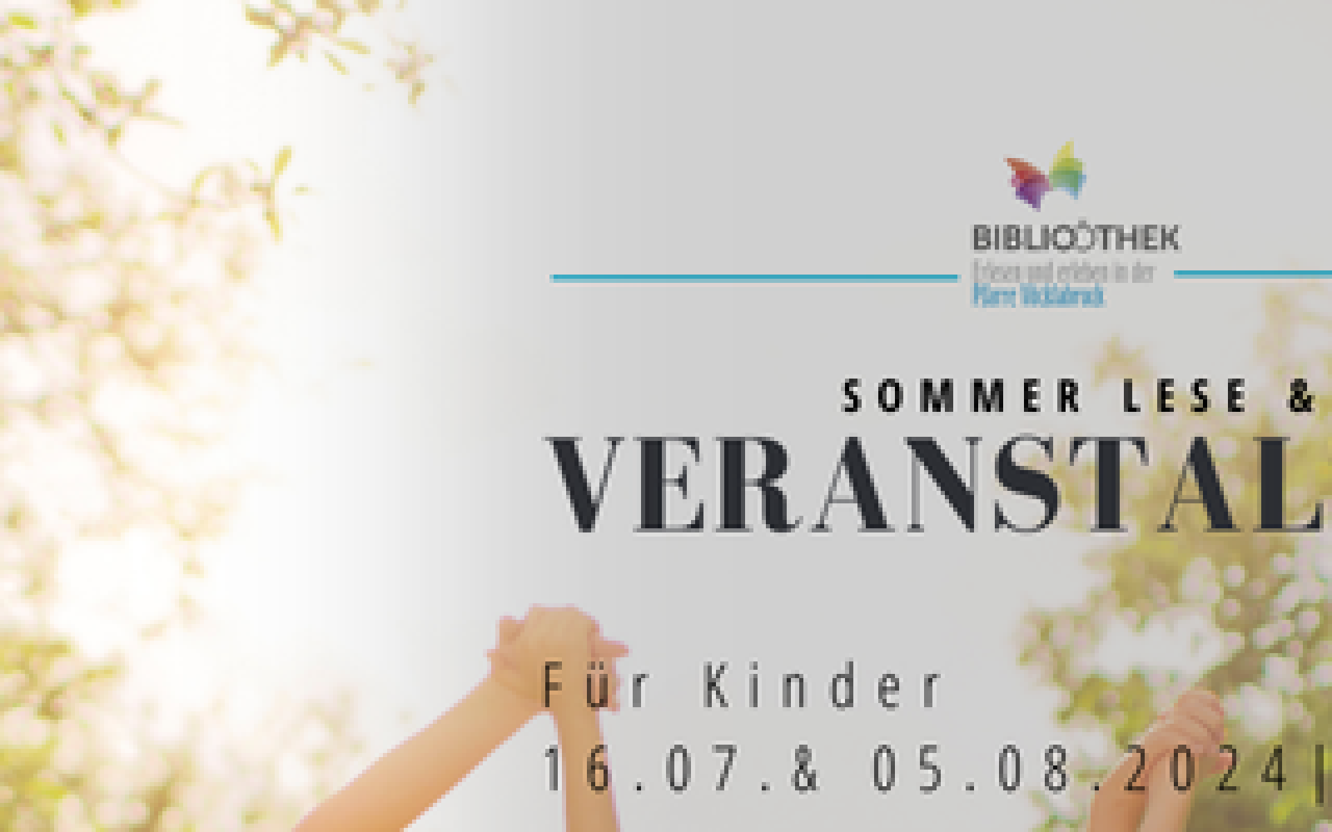 Header Sommerveranstaltungen 2024 in der Pfarrbücherei Vöcklabruck, Bibliothek Pfarre Vöcklabruck,